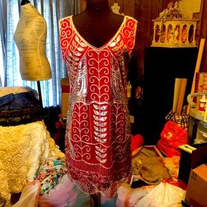 Stunning Sequin & Beaded Pink Dress with Lace. New with tags!  Size Large